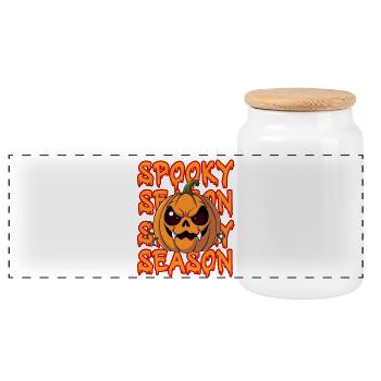 Halloween Citrouille Spooky Saison Citrouille Creepy - Boîte à biscuits avec couvercle en bois - blanc - Devant