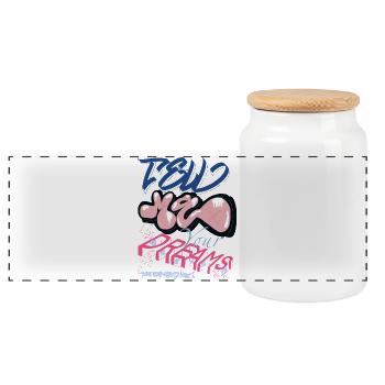 Tell me your dreams - Panoramic Cookie Jar with Wooden Lid - white - Front
