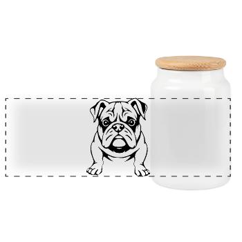 Bulldog Black Dog T-shirt Gift - Panoramic Cookie Jar with Wooden Lid - white - Front