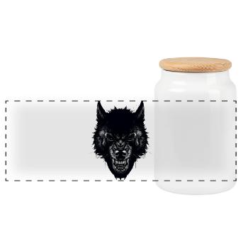 Wolf - Panorama Keksdose mit Holzdeckel - Weiß - Vorne