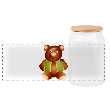 Magical Chestnut Teddy Bear – Childhood & Crafts - Panoramic Cookie Jar with Wooden Lid - white - Front