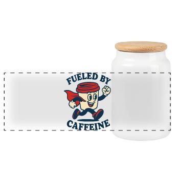 Angetrieben von Caffeine Hero - Panorama Keksdose mit Holzdeckel - Weiß - Vorne
