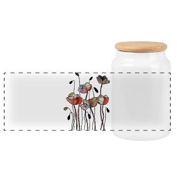 Blumen - Panorama Keksdose mit Holzdeckel - Weiß - Vorne