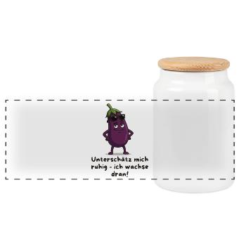Aubergine - Sous-estime-moi caricature discrètement - Boîte à biscuits avec couvercle en bois - blanc - Devant