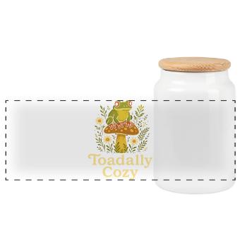 Tree Frog Humor Tree Frog - Panoramic Cookie Jar with Wooden Lid - white - Front