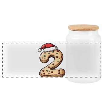 2 Number Cookie Christmas - Panoramic Cookie Jar with Wooden Lid - white - Front