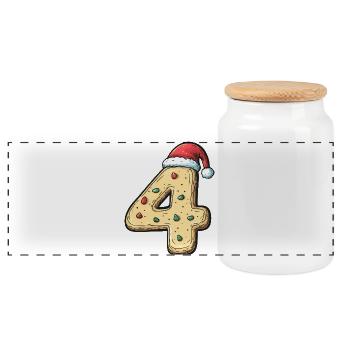 Biscuit de Noël à 4 chiffres - Boîte à biscuits avec couvercle en bois - blanc - Devant