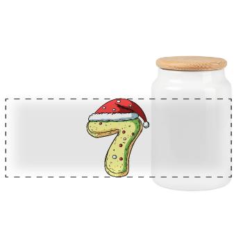 Biscuit de Noël à 7 chiffres - Boîte à biscuits avec couvercle en bois - blanc - Devant