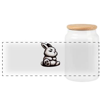 Talk to the paw rabbit bunny bunny long-eared rabbit - Panoramic Cookie Jar with Wooden Lid - white - Front