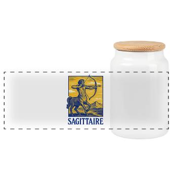 Signe astrologique du Sagittaire - Astrologie - Boîte à biscuits avec couvercle en bois - blanc - Devant