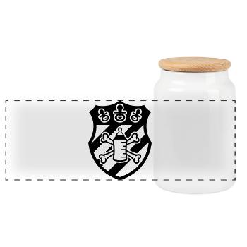 Coat of Arms Pacifier Pirate – Gift for Baby & Child - Panoramic Cookie Jar with Wooden Lid - white - Front