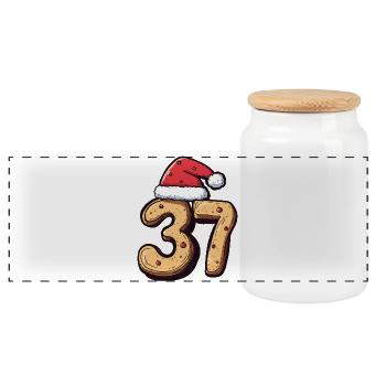 37 Number Cookie Christmas - Panoramic Cookie Jar with Wooden Lid - white - Front