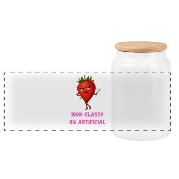 fraise diva élégant fruit dessin animé - Boîte à biscuits avec couvercle en bois - blanc - Devant