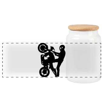 Motofreestyle - Panoramic Cookie Jar with Wooden Lid - white - Front