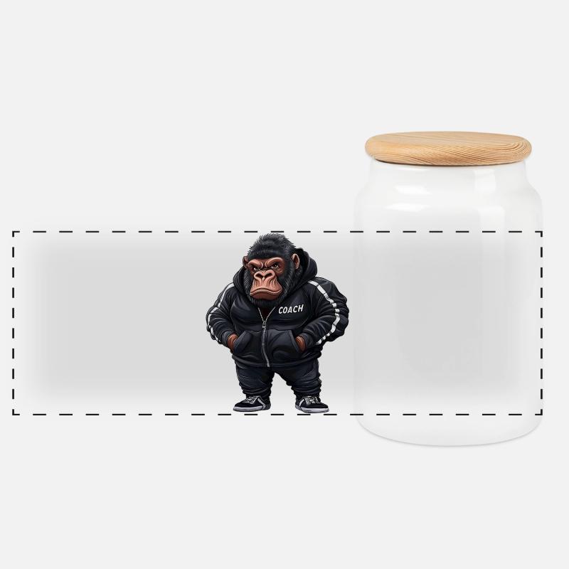 Gorilla Coach - Panorama Keksdose mit Holzdeckel - Weiß