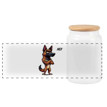 No Malinois Belgian Shepherd Malinois Owner - Panoramic Cookie Jar with Wooden Lid - white - Front