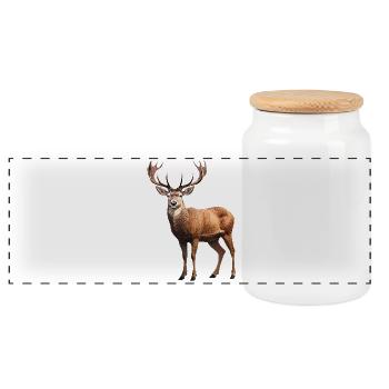 Deer - Panoramic Cookie Jar with Wooden Lid - white - Front