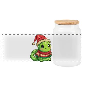 Wurm Weihnachten - Panorama Keksdose mit Holzdeckel - Weiß - Vorne