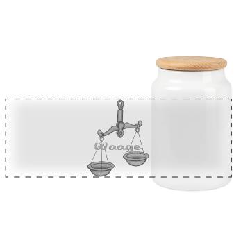 Zodiac sign Libra - Panoramic Cookie Jar with Wooden Lid - white - Front