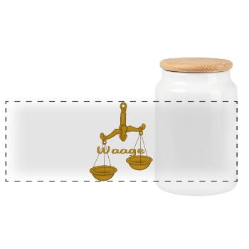 Zodiac sign Libra - Panoramic Cookie Jar with Wooden Lid - white - Front