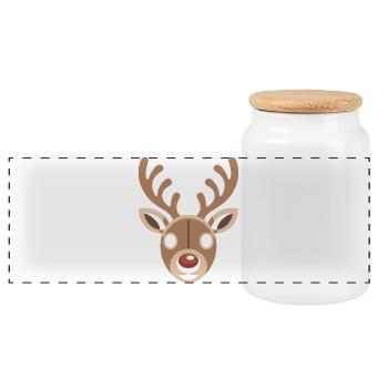 Rentier Ugly Christmas - Panorama Keksdose mit Holzdeckel - Weiß - Vorne