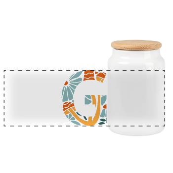 Letter g flowers groovy gift idea - Panoramic Cookie Jar with Wooden Lid - white - Front