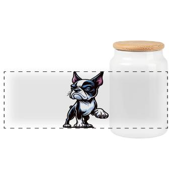 Boston Terrier Boston terrier besitzer Bosti - Panorama Keksdose mit Holzdeckel - Weiß - Vorne