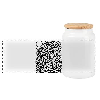 Minimalistische fliegende Vögel Freiheit Linie Kunstdesign - Panorama Keksdose mit Holzdeckel - Weiß - Vorne