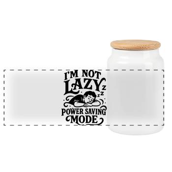 Lazy Lazy Shirt Funny Saying Funny Kids School - Panoramic Cookie Jar with Wooden Lid - white - Front