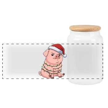 Mürrisches Schwein Weihnachten Clumsy Santa Lustig - Boîte à biscuits avec couvercle en bois - blanc - Devant