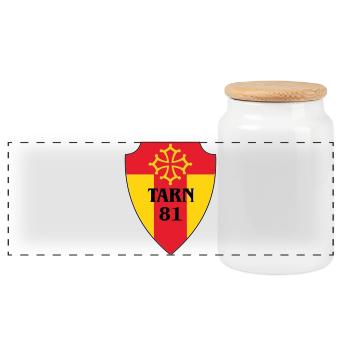 Tarn-Wappen 81 - Panorama Keksdose mit Holzdeckel - Weiß - Vorne