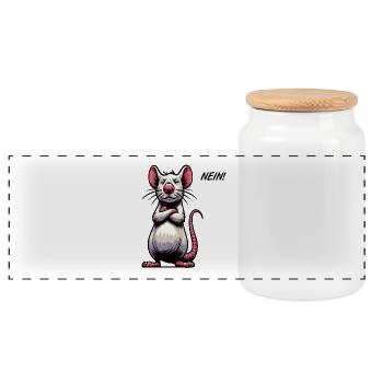 No Rat Rats Rat Owner Rat Lovers - Panoramic Cookie Jar with Wooden Lid - white - Front