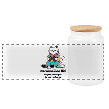 Chat Gamer Console Retro - Boîte à biscuits avec couvercle en bois - blanc - Devant