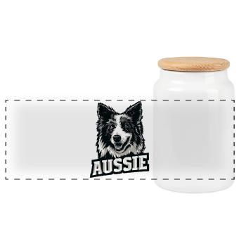 Berger australien – Aussie Pride - Boîte à biscuits avec couvercle en bois - blanc - Devant