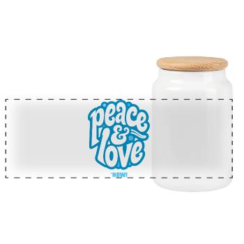 PEACE LOVE #3 [Let's Talk]  - Boîte à biscuits avec couvercle en bois - blanc - Devant