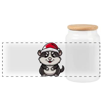 Noël hamster - Boîte à biscuits avec couvercle en bois - blanc - Devant