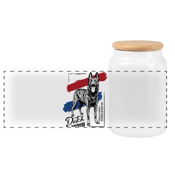 Dutch Shepherd – Dutchie - Panorama Keksdose mit Holzdeckel - Weiß - Vorne