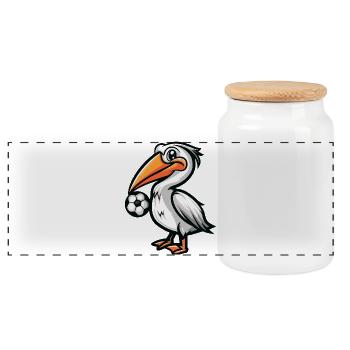 Pélican avec motif de dessin animé balle - Boîte à biscuits avec couvercle en bois - blanc - Devant