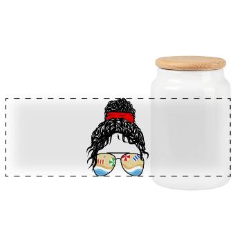 Art des lunettes de soleil rétro d’été Reflets de plage - Boîte à biscuits avec couvercle en bois - blanc - Devant
