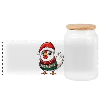 Noël de Coq - Boîte à biscuits avec couvercle en bois - blanc - Devant