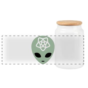 Geometric Alien Mindscape - Panoramic Cookie Jar with Wooden Lid - white - Front