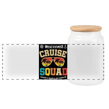 Caribbean Cruise Squad - Panoramic Cookie Jar with Wooden Lid - white - Front