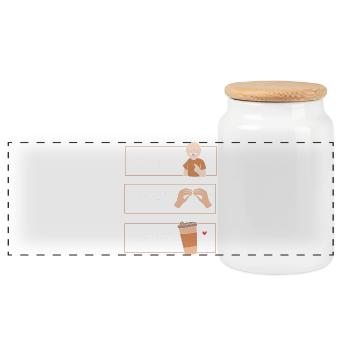 SLP Sign Language AAC Communication - Panoramic Cookie Jar with Wooden Lid - white - Front