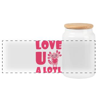 Love U A Lotl Axolotl Herz Liebe - Panorama Keksdose mit Holzdeckel - Weiß - Vorne