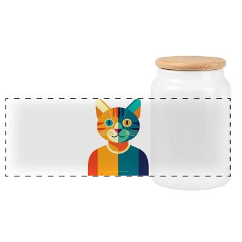 CAT MULTICOLORE - baby & kids - Panoramic Cookie Jar with Wooden Lid - white - Front