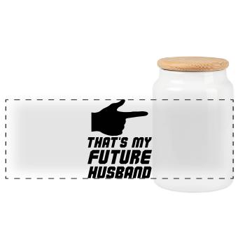 Thats my future Husband - Panorama Keksdose mit Holzdeckel - Weiß - Vorne