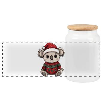 Koala Weihnachten Xmas - Panorama Keksdose mit Holzdeckel - Weiß - Vorne