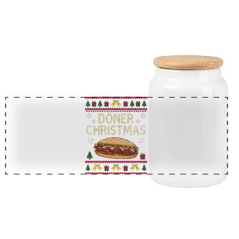 Ugly Christmas Döner Kebab Weihnachtsgeschenk - Panorama Keksdose mit Holzdeckel - Weiß - Vorne