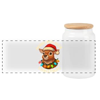Deer Christmas Hunter Gift Deer - Panoramic Cookie Jar with Wooden Lid - white - Front