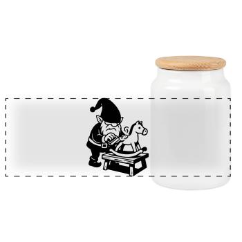 Rocking Horse Imp - Panoramic Cookie Jar with Wooden Lid - white - Front